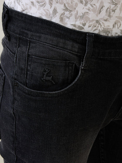 Parx Men Grey Knitted Slim Tapered Fit Cotton Blend Jeans