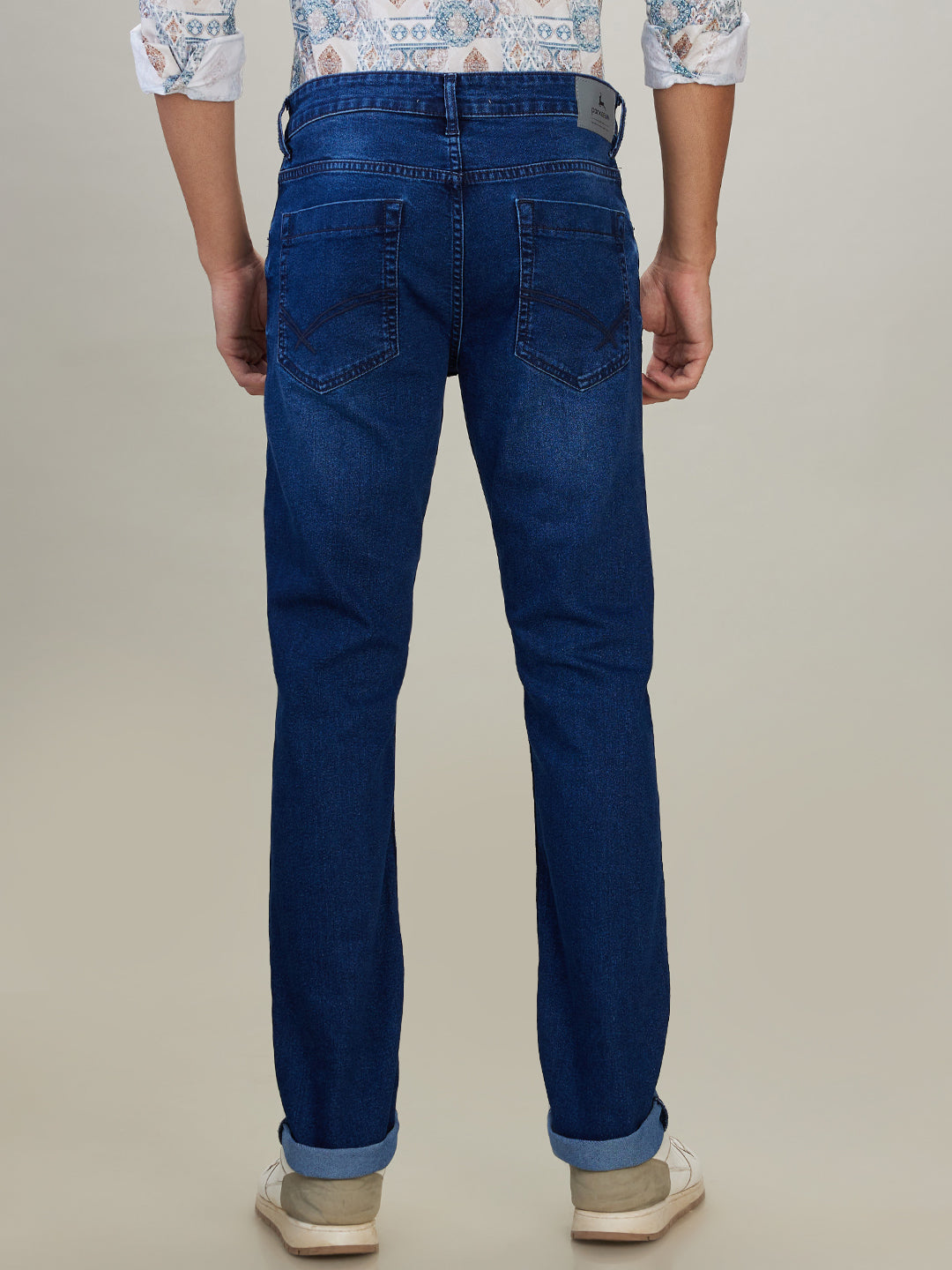 Parx Men Blue Twill Slim Tapered Fit Cotton Blend Jeans