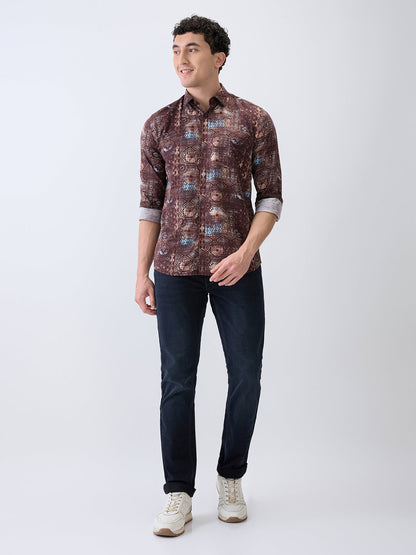 Parx Men Blue Knitted Low Rise Tapered Fit Cotton Blend Jeans