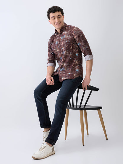 Parx Men Blue Knitted Low Rise Tapered Fit Cotton Blend Jeans