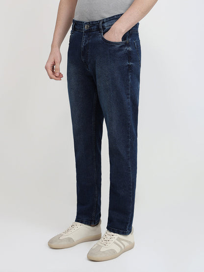 Parx Men Blue Twill Slim Tapered Fit Cotton Blend Jeans