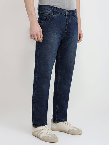 Parx Men Blue Twill Slim Tapered Fit Cotton Blend Jeans