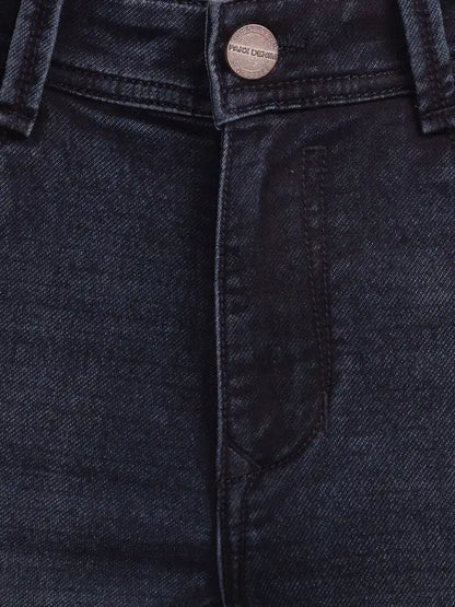 Men Blue Skinny Cropped Fit Dobby Cotton Blend Jeans