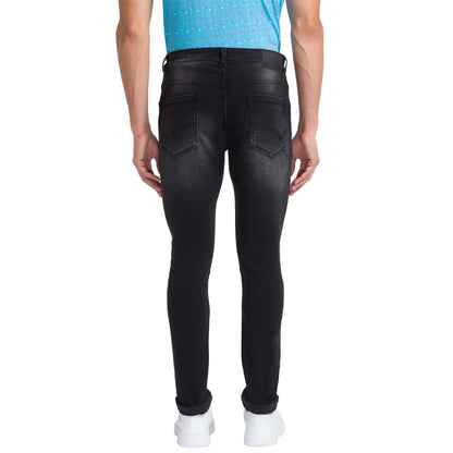 Men Black Skinny Cropped Fit Twill Cotton Blend Jeans