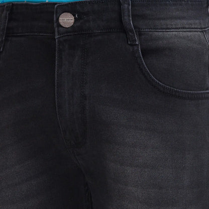Men Black Skinny Cropped Fit Twill Cotton Blend Jeans