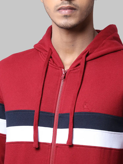 Parx Men Maroon Regular Fit Cut & Sew Cotton Polyester Blend Sweatshirt