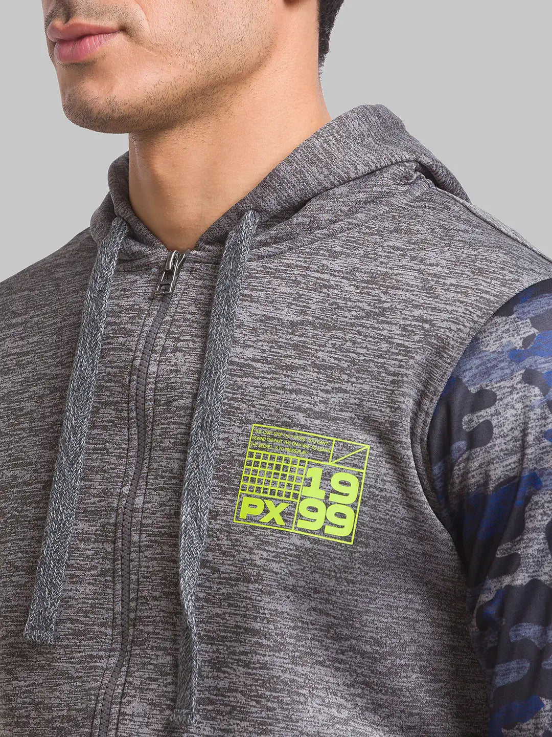 Men Grey Regular Fit Jacquard Cotton Polyester Blend Sweatshirts