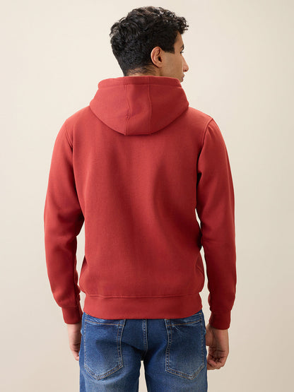 Parx Men Orange Solid Regular Fit Cotton Blend Full Sleeve Sweatshirt