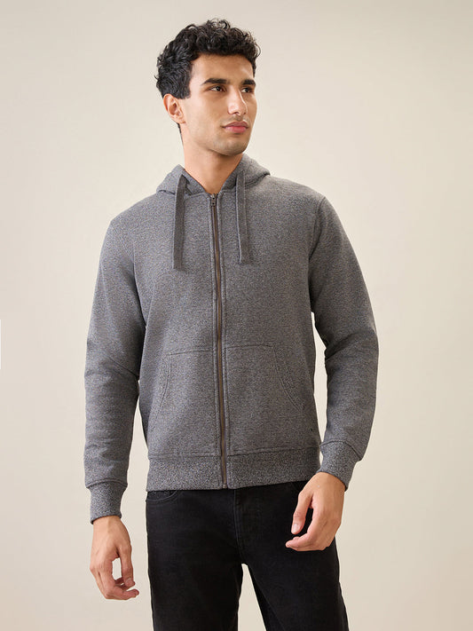 Parx Men Black Solid Regular Fit Cotton Blend Full Sleeve Sweatshirt