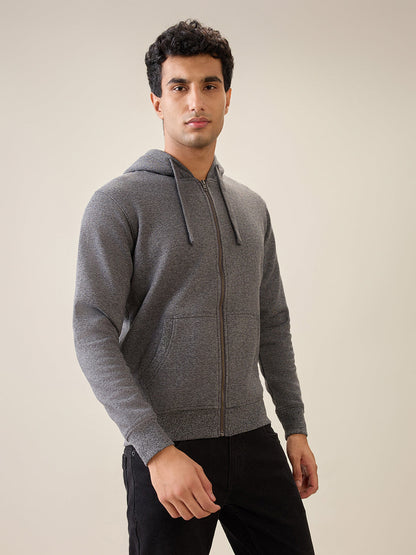 Parx Men Black Solid Regular Fit Cotton Blend Full Sleeve Sweatshirt