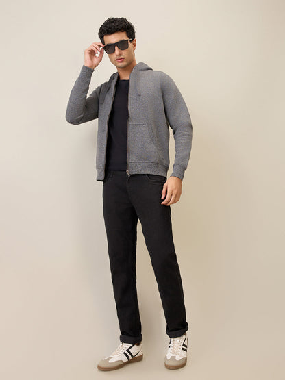 Parx Men Black Solid Regular Fit Cotton Blend Full Sleeve Sweatshirt