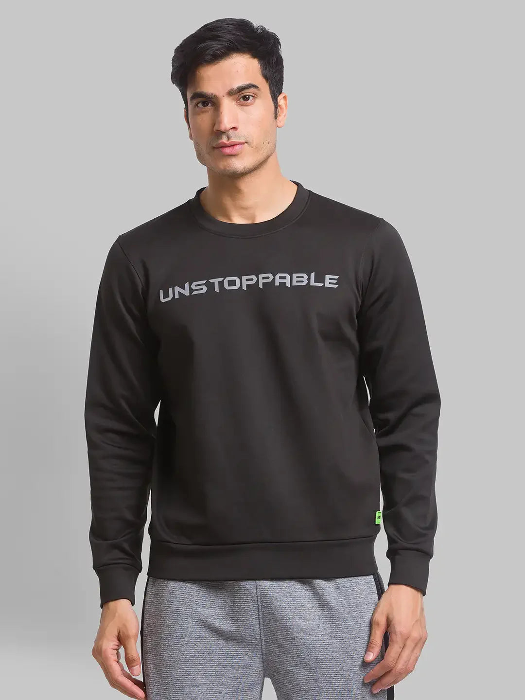 Men Black Regular Fit Graphic Cotton Polyester Blend Sweatshirts