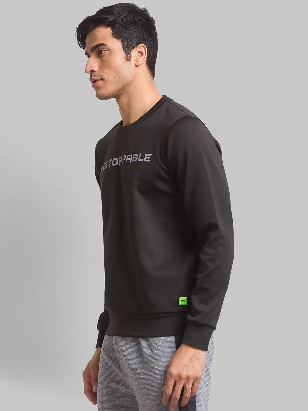 Men Black Regular Fit Graphic Cotton Polyester Blend Sweatshirts