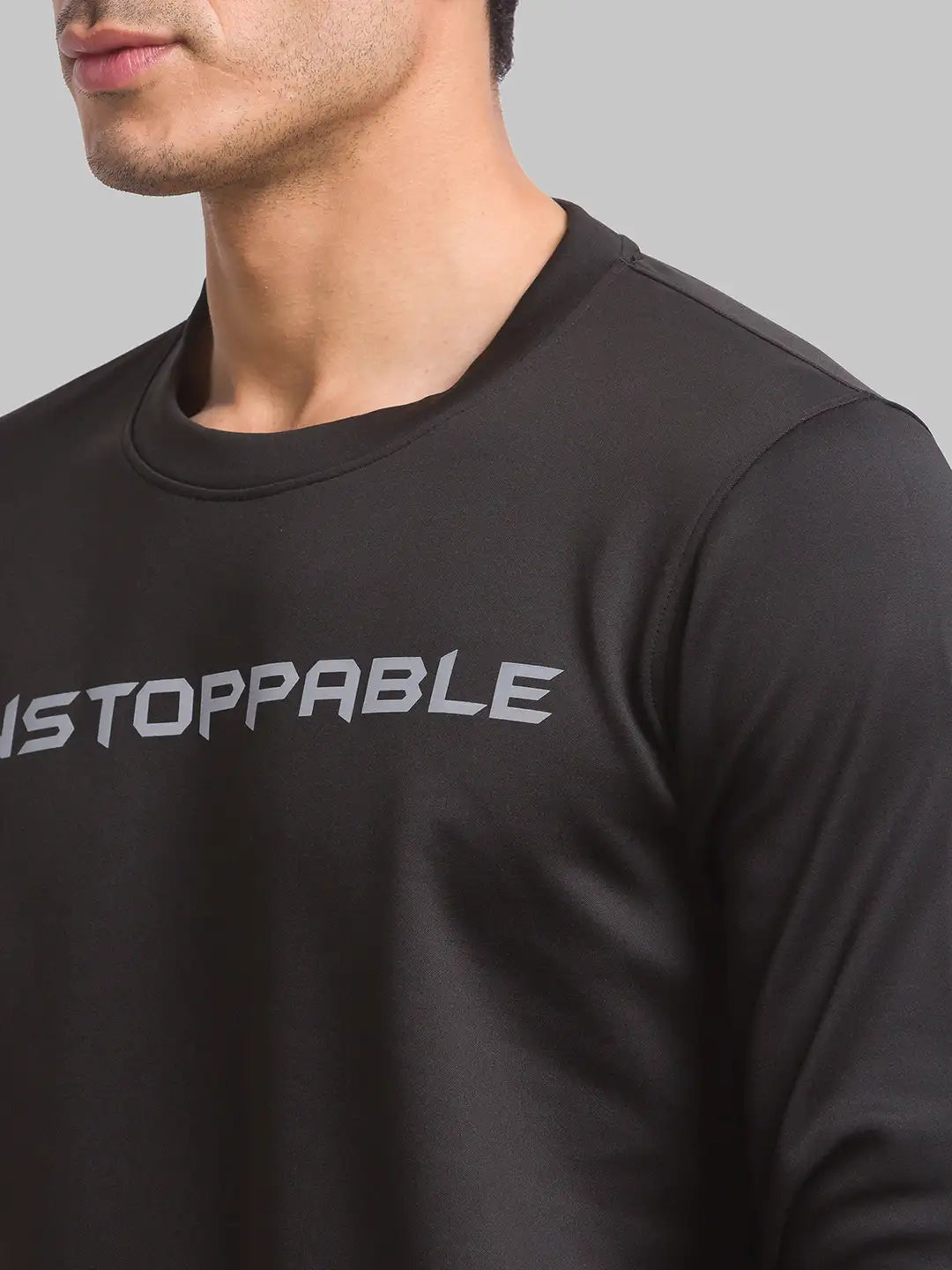 Men Black Regular Fit Graphic Cotton Polyester Blend Sweatshirts