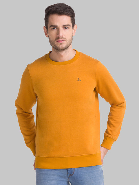 Parx Men Yellow Solid Regular Fit Cotton Blend Sweat shirt