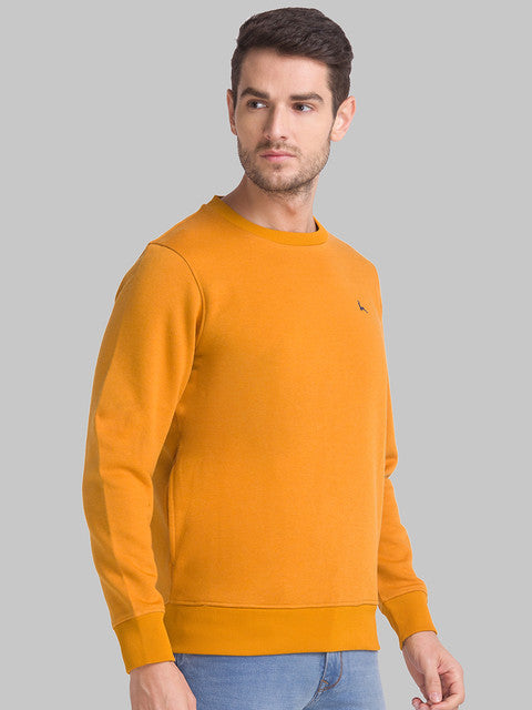 Parx Men Yellow Solid Regular Fit Cotton Blend Sweat shirt