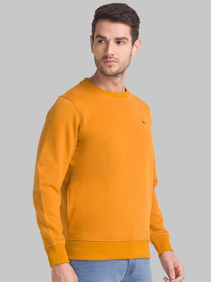 Parx Men Yellow Solid Regular Fit Cotton Blend Sweat shirt