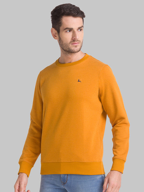 Parx Men Yellow Solid Regular Fit Cotton Blend Sweat shirt