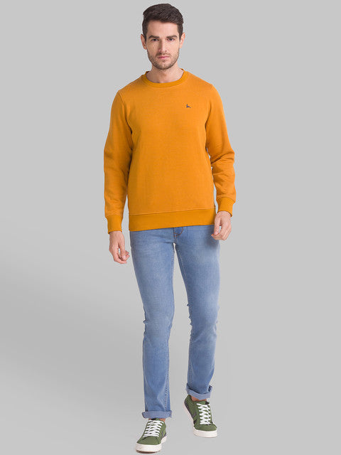 Parx Men Yellow Solid Regular Fit Cotton Blend Sweat shirt