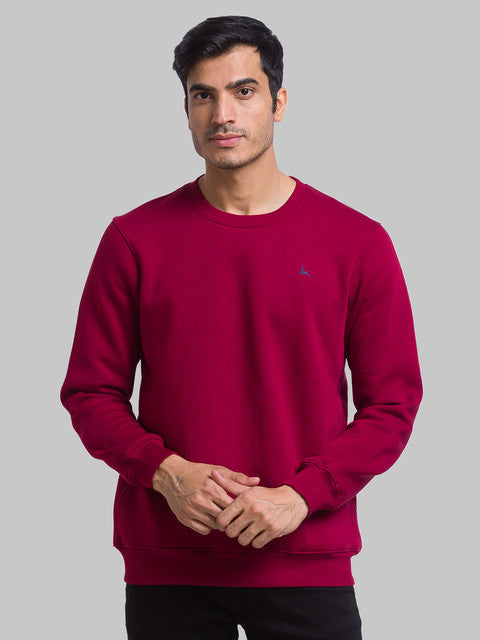 Parx Men Maroon Regular Fit Solid Round Neck Sweatshirt