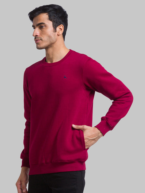Parx Men Maroon Regular Fit Solid Round Neck Sweatshirt
