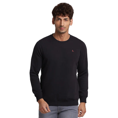 Parx Men Black Solid Regular Fit Cotton Blend Sweatshirt