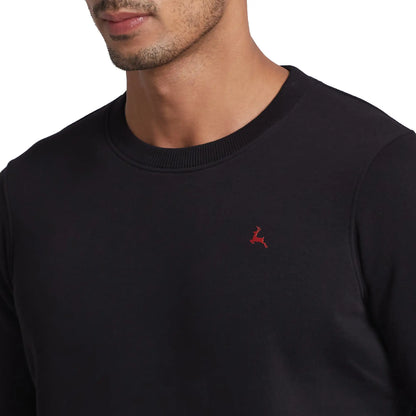 Parx Men Black Solid Regular Fit Cotton Blend Sweatshirt