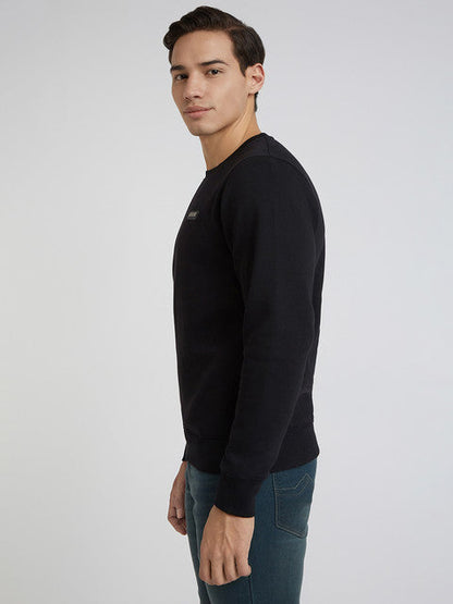Parx Men Black Solid Regular Fit Cotton Blend Sweatshirt