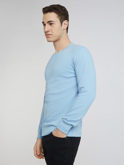 Parx Men Blue Structure Regular Fit Cotton Sweatshirt