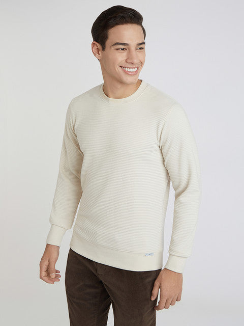 Parx Men White Structure Regular Fit Cotton Sweatshirt