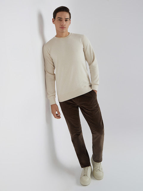 Parx Men White Structure Regular Fit Cotton Sweatshirt