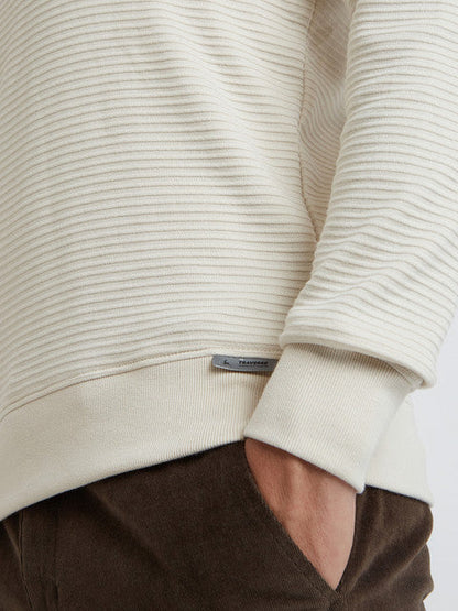 Parx Men White Structure Regular Fit Cotton Sweatshirt