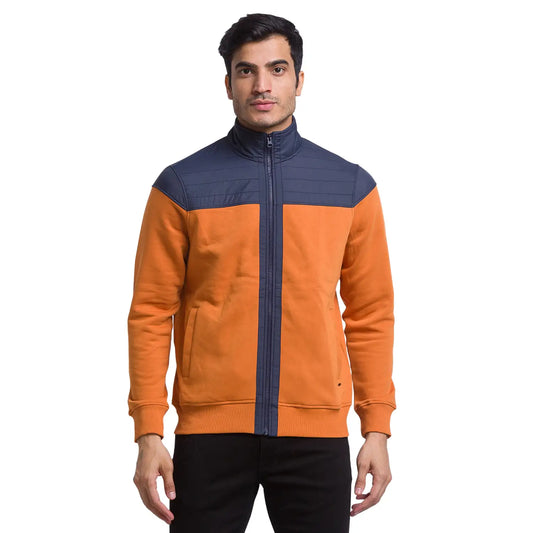 Men Yellow Regular Fit Cut & Sew Cotton Polyester Blend Sweatshirts