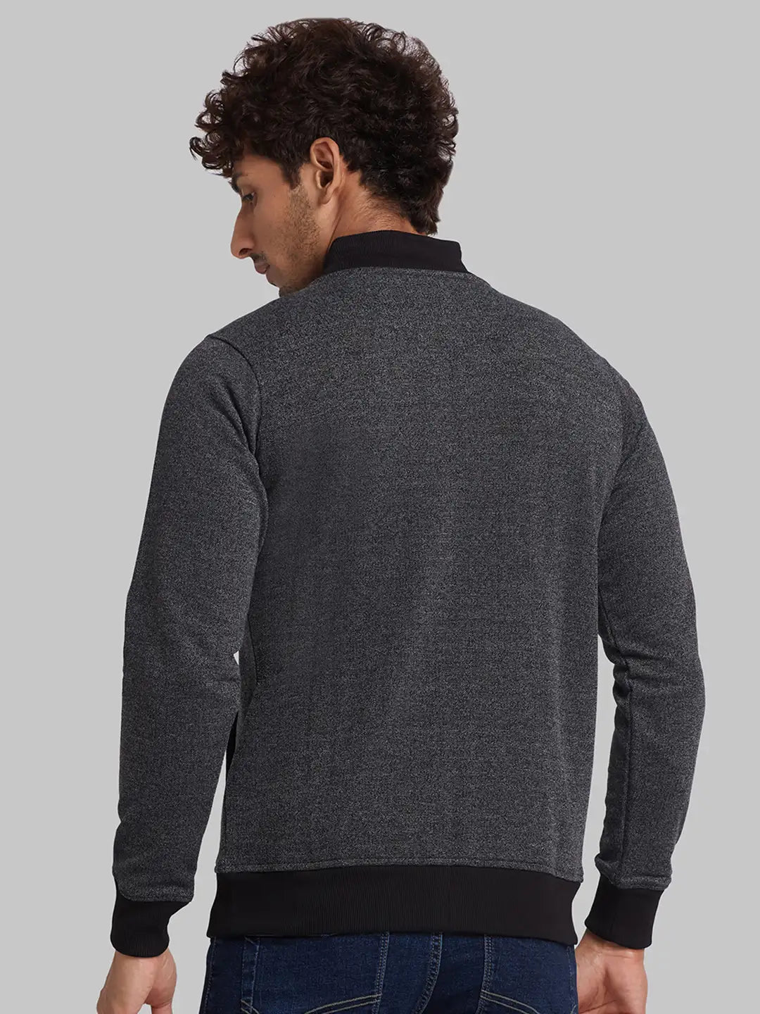 Parx Men Black Regular Fit Solid Cotton Blend Sweatshirt