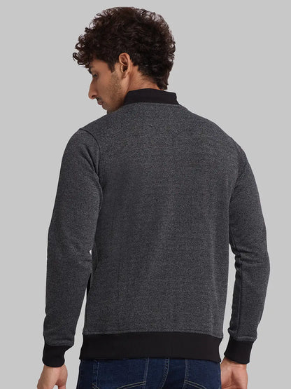 Parx Men Black Regular Fit Solid Cotton Blend Sweatshirt
