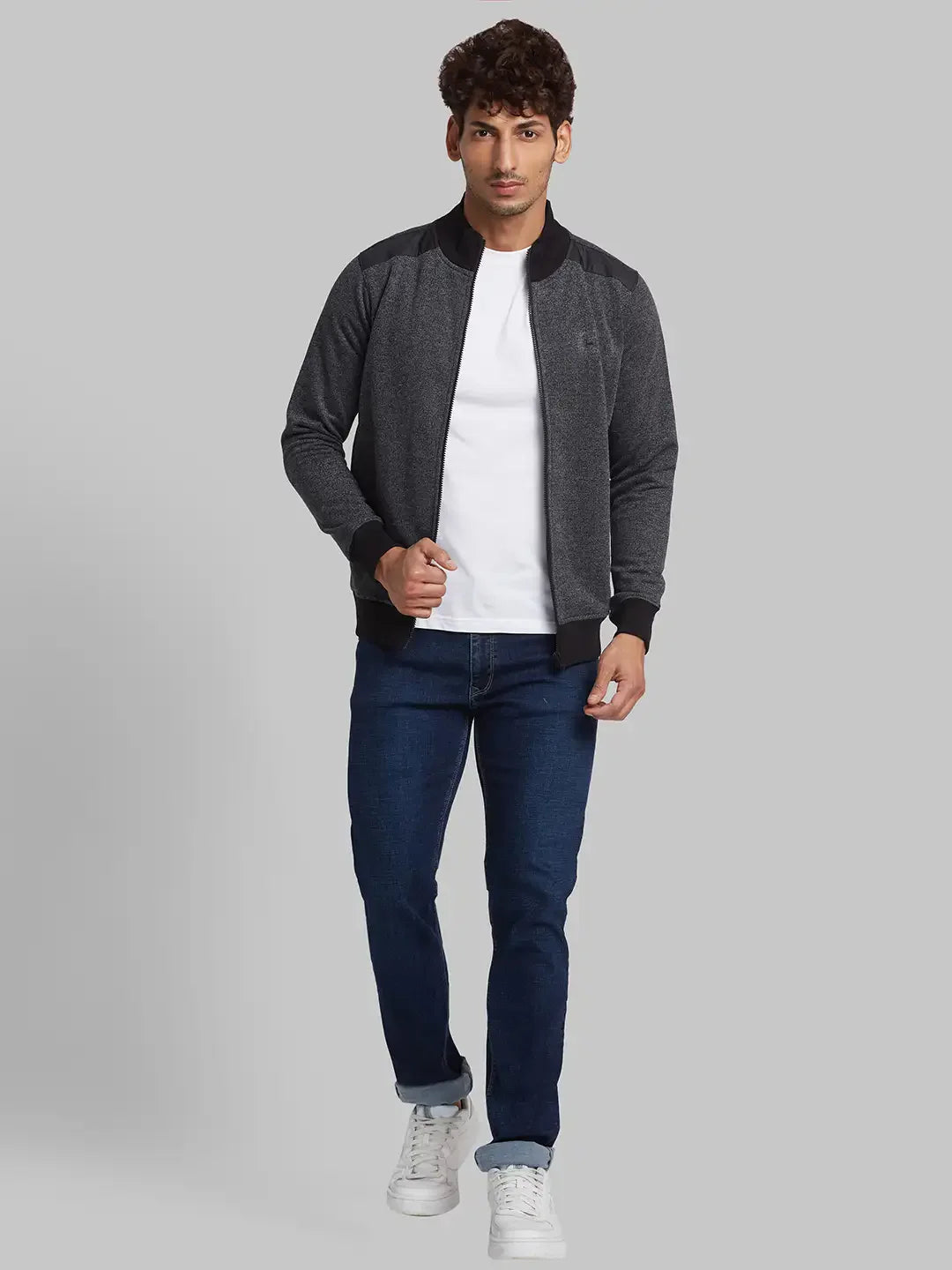 Parx Men Black Regular Fit Solid Cotton Blend Sweatshirt