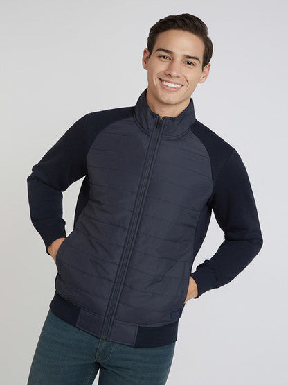 Parx Men Blue Cut & Sew Regular Fit Cotton Blend Sweatshirt