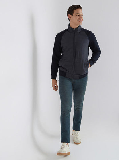 Parx Men Blue Cut & Sew Regular Fit Cotton Blend Sweatshirt