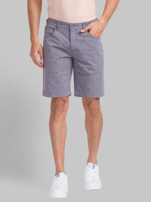 Parx Men Grey Printed Regular Fit Shorts