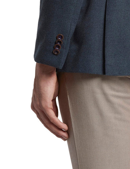 Parx Men Blue Solid Urban Fit Terylene Blend Blazer
