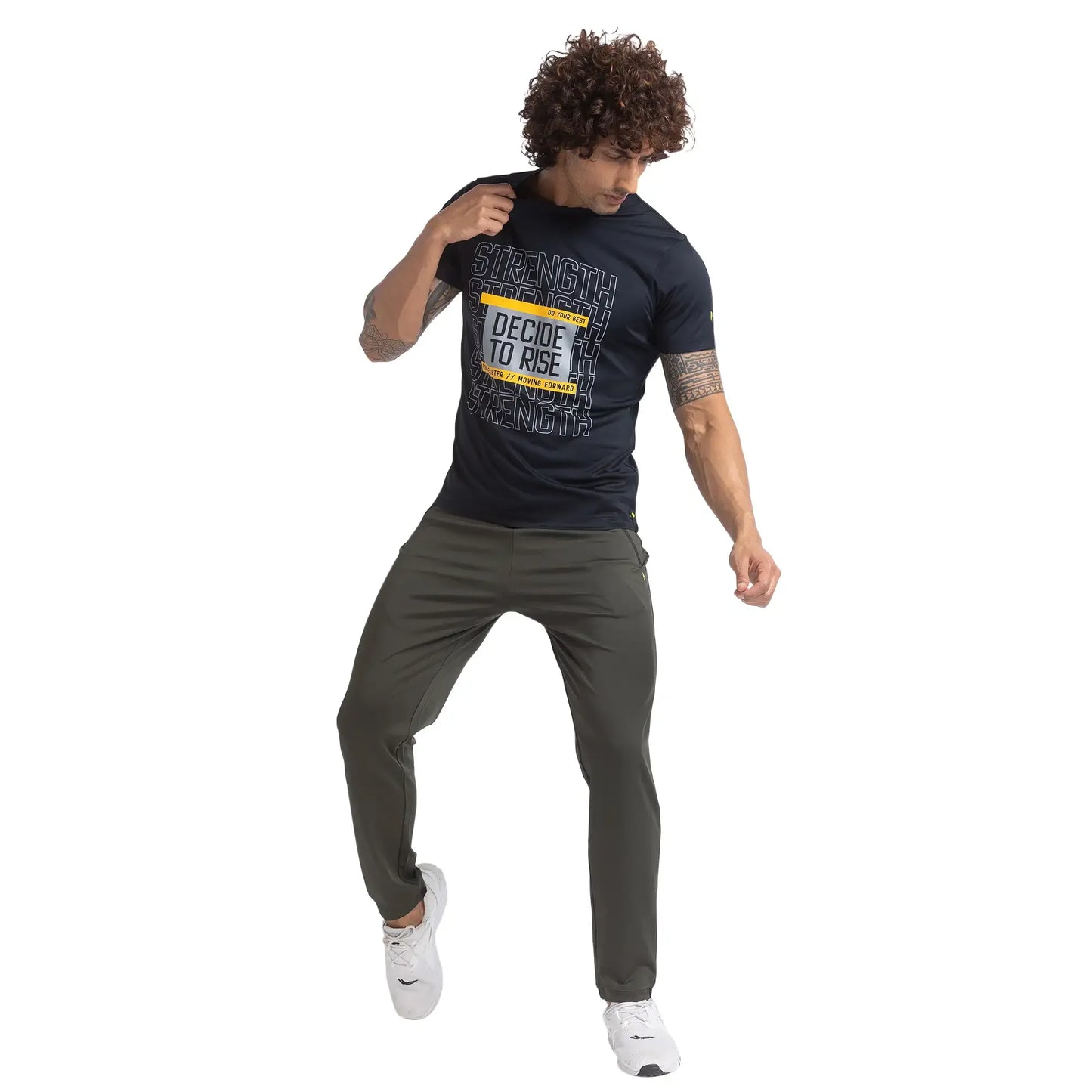 Men Blue Regular Fit Graphic Polyester T-Shirt