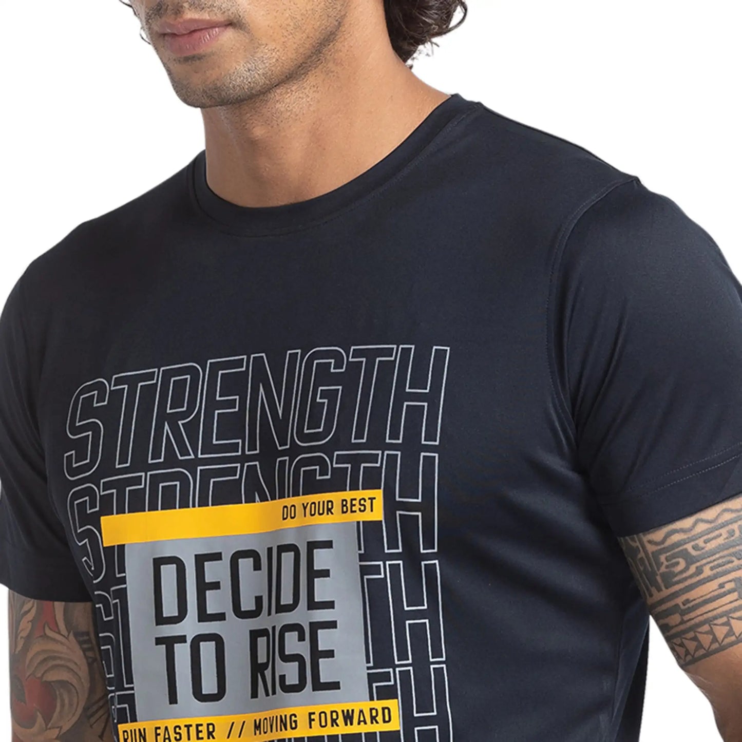 Men Blue Regular Fit Graphic Polyester T-Shirt
