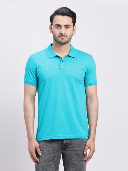 Parx Men Green Regular Fit Solid Half Sleeve Polo Neck T-Shirt