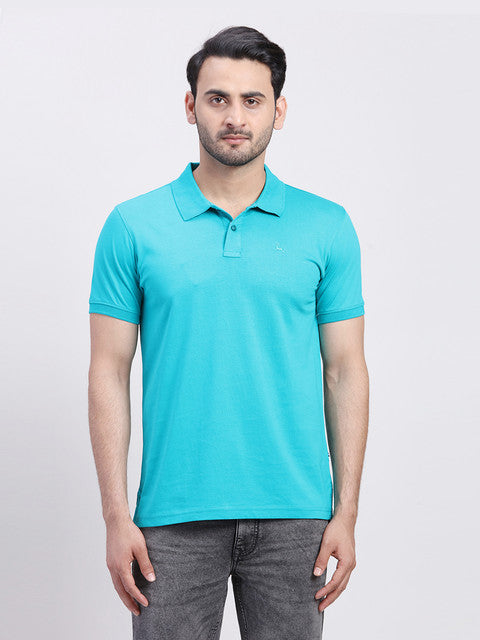 Parx Men Green Regular Fit Solid Half Sleeve Polo Neck T-Shirt