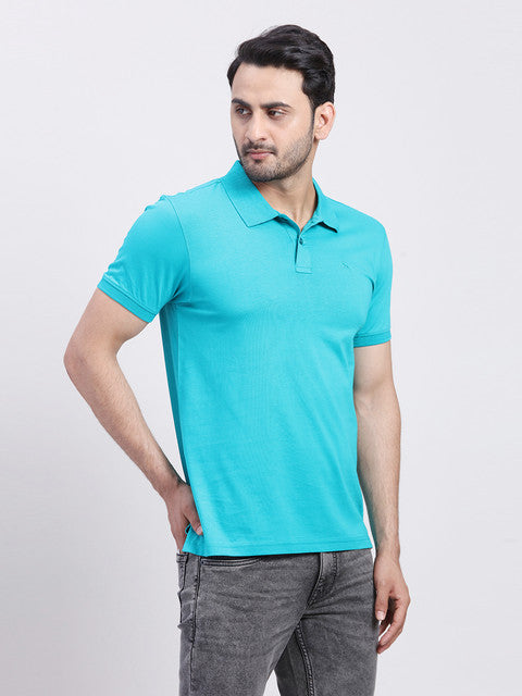 Parx Men Green Regular Fit Solid Half Sleeve Polo Neck T-Shirt
