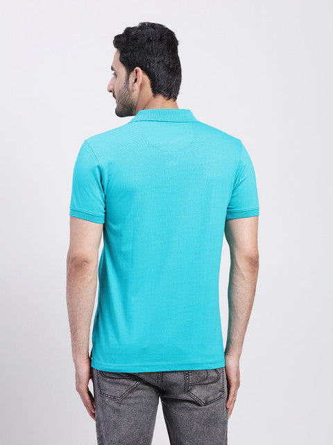 Parx Men Green Regular Fit Solid Half Sleeve Polo Neck T-Shirt