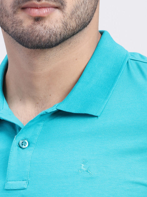 Parx Men Green Regular Fit Solid Half Sleeve Polo Neck T-Shirt