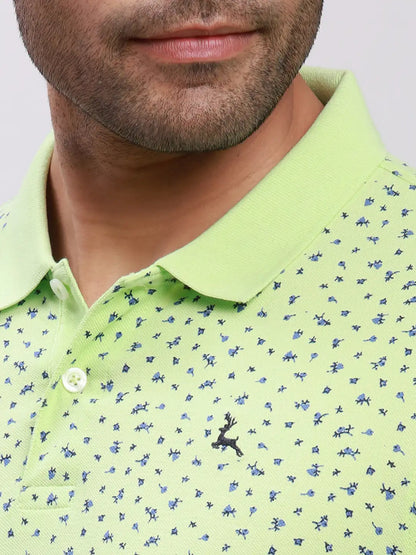 Parx Men Green Print Regular Fit Cotton T-Shirt