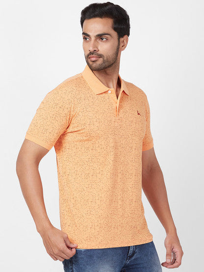 Parx Men Orange Regular Fit Printed Polo Neck T-Shirt