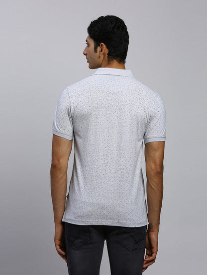 Parx Men Grey Printed Regular Fit Half Sleeve Polo Neck T-Shirt